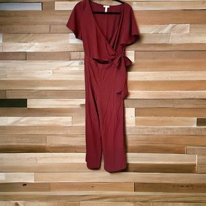 Leith Burgundy Jumpsuit - Size medium